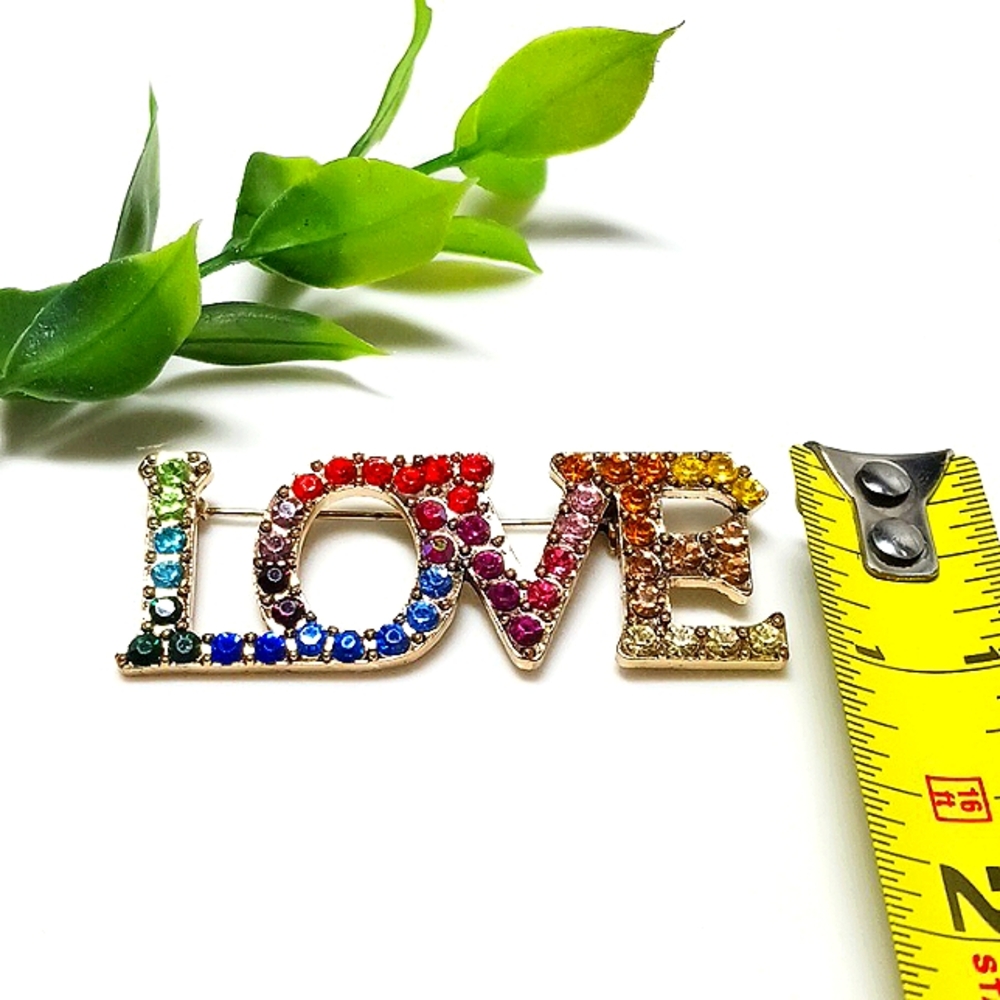 Metal Gallery "LOVE" Brooch Multicolored Jewels - Picture 4 of 4